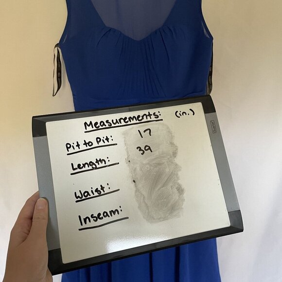 Bill Levkoff size 10 Elegant Blue Sleeveless Chiffon Dress With Ruched Bodice - Picture 5 of 10